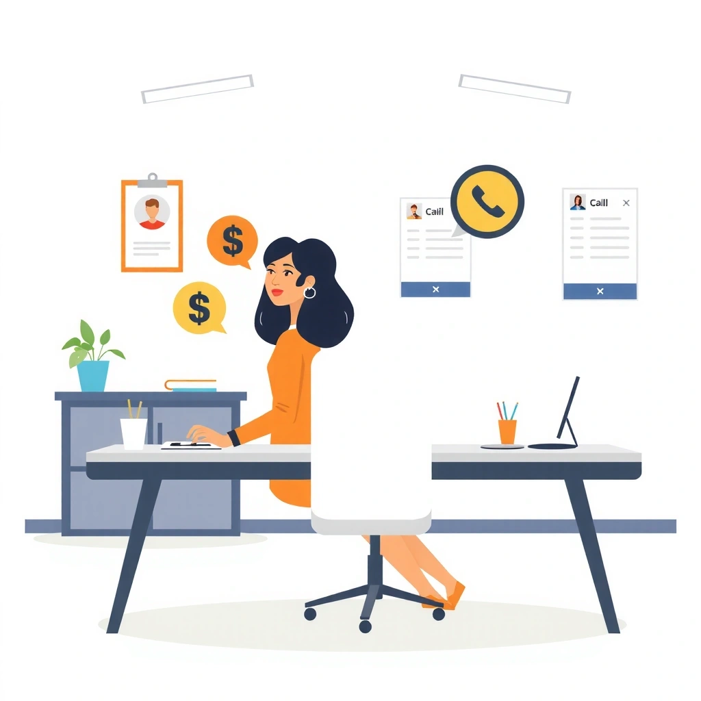 Modern office workspace with contact elements