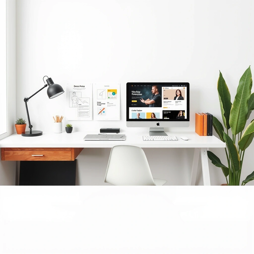 UX/UI design workspace hero background